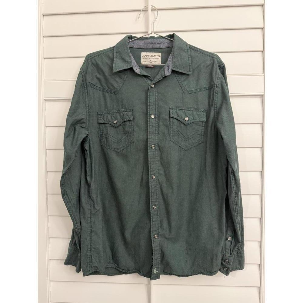 Cody James‎ Men’s green long sleeve western shirt with pearl snaps size Large